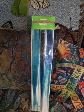 Blue Teal Hair Extensions Six Pack